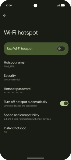 Press Hotspot password and key in the required password.