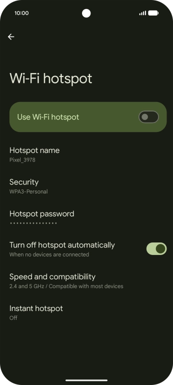 Press Hotspot password and key in the required password.