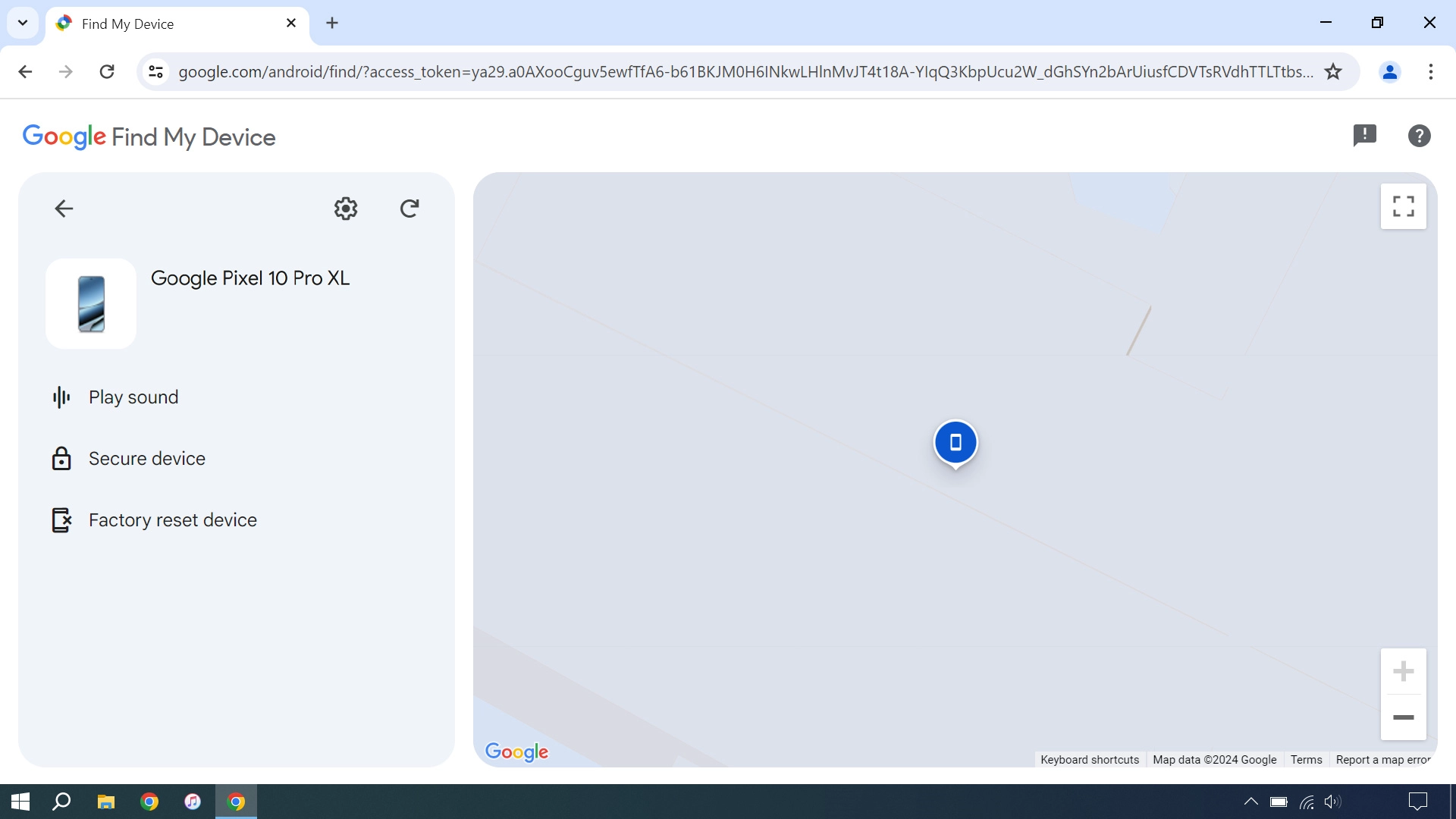 Your phone's latest position is displayed on the map.