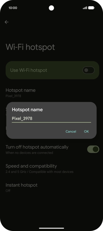 Key in the required Wi-Fi hotspot name and press OK.