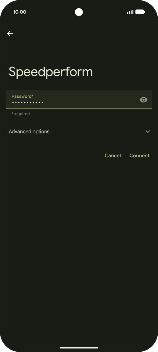 Key in the password for the Wi-Fi network and press Connect.