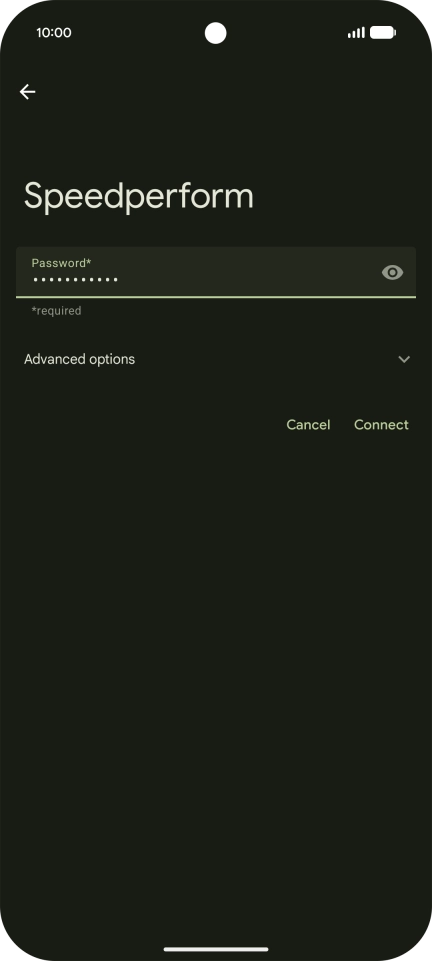 Key in the password for the Wi-Fi network and press Connect.