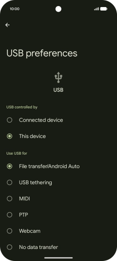 Press File transfer/Android Auto.