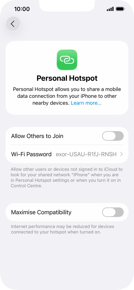 Press Wi-Fi Password and key in the required password.