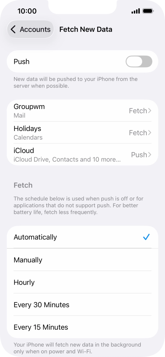 If you turn off the function, press the required setting.