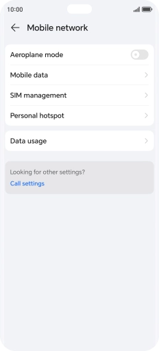 Press Mobile data.