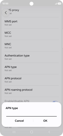 Key in default and press OK.