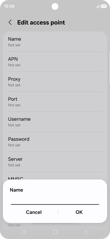 Key in EE Internet and press OK.