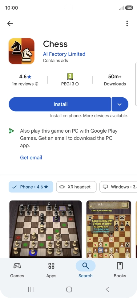 Press Install and follow the instructions on the screen to install the app.