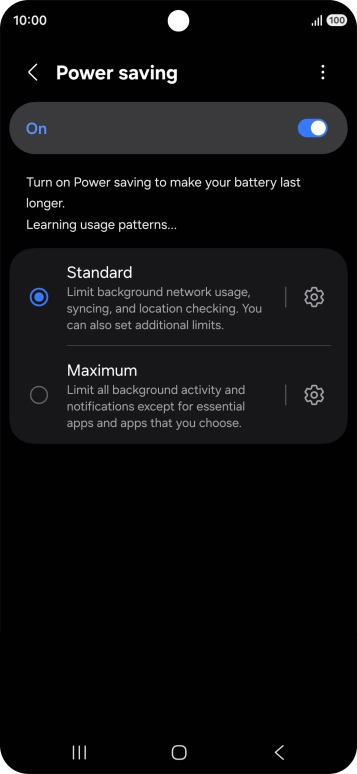 Press the indicators next to the required settings.