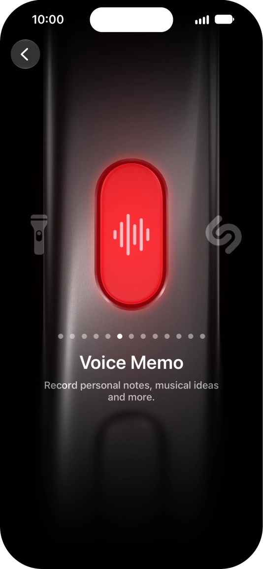 Slide your finger right or left on the screen to select the required function.