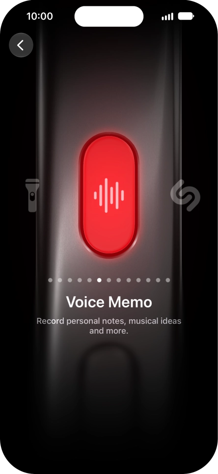 Slide your finger right or left on the screen to select the required function.