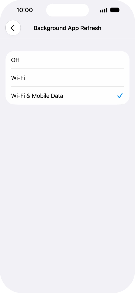 To turn off background refresh of apps, press Off.
