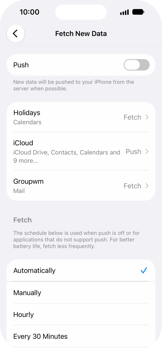 If you turn off the function, press the required setting.
