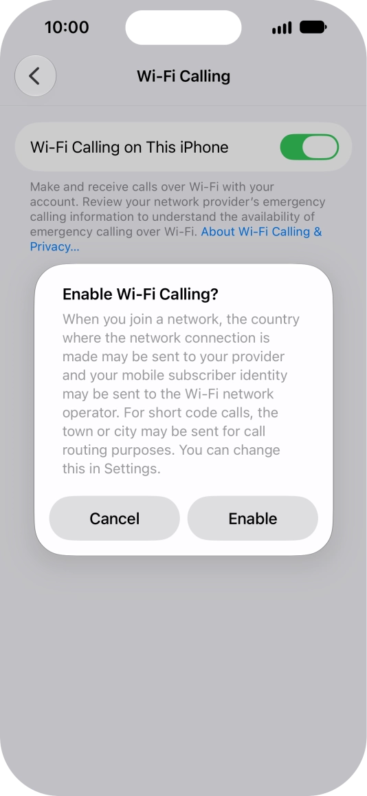 If you turn on the function, press Enable.