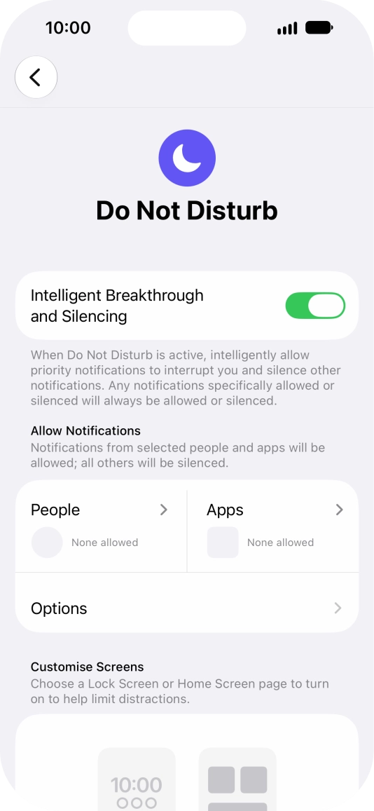 Press People and follow the instructions on the screen to select which contacts you would like to receive calls and notifications from when Do Not Disturb is turned on.
