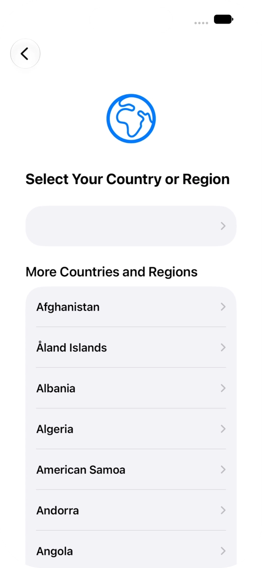Press the required country or area.