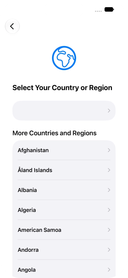 Press the required country or area.