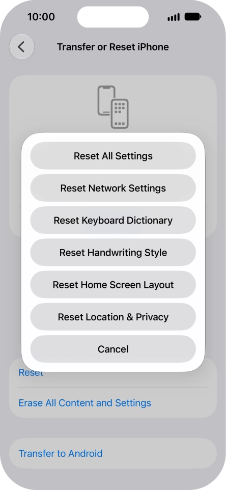 Press Reset All Settings.