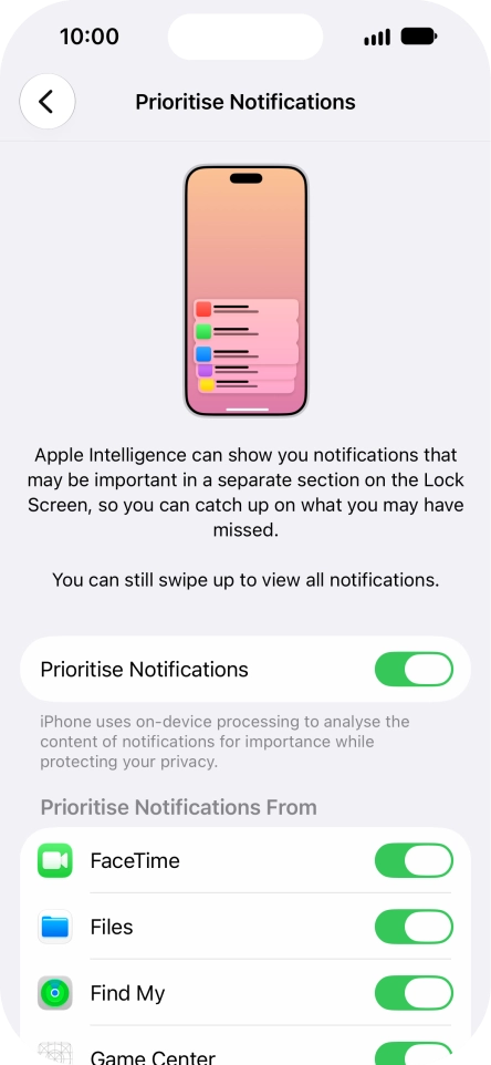 Press the indicator next to 