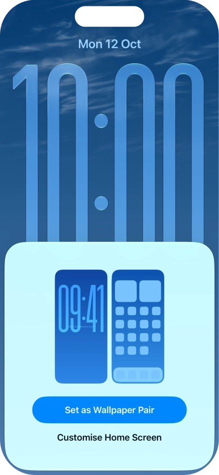 To use the same colour theme on the home screen, press Set as Wallpaper Pair.