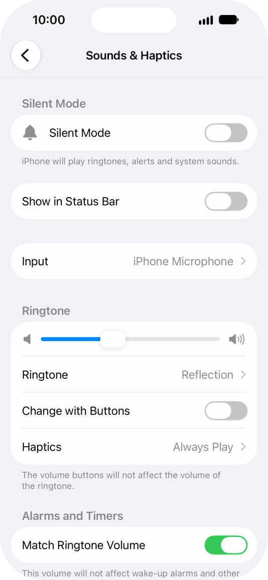 Press the indicator next to 