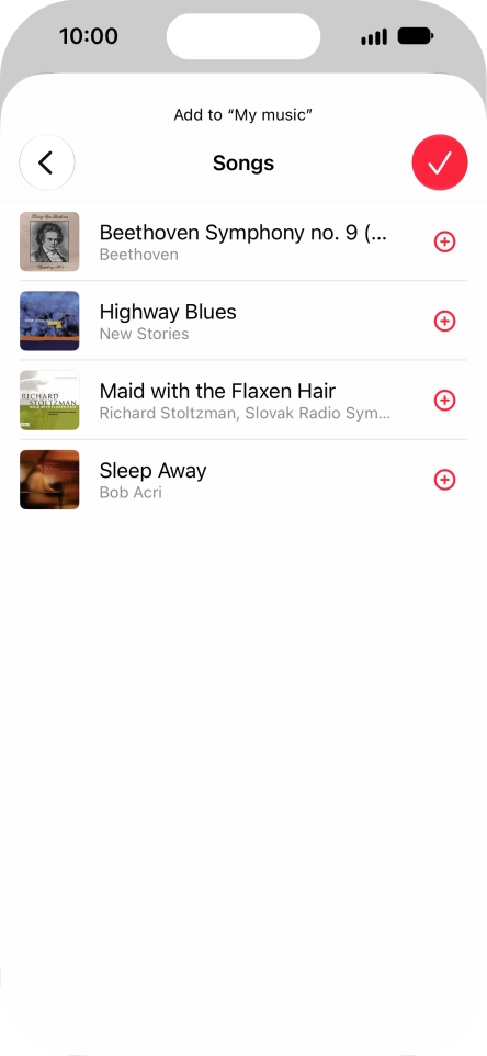Go to the required category and press the add icon next to the required audio file.