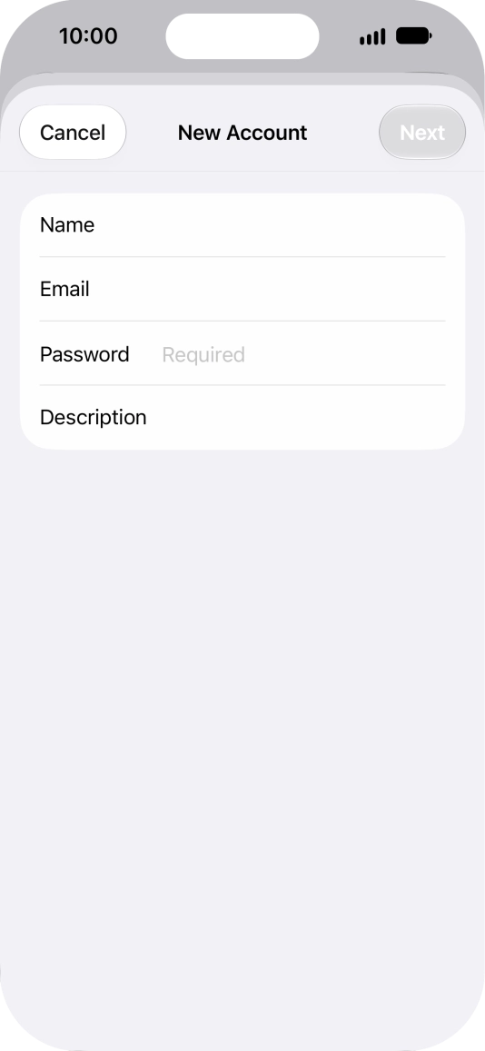 Press Password and key in the password for your email account.