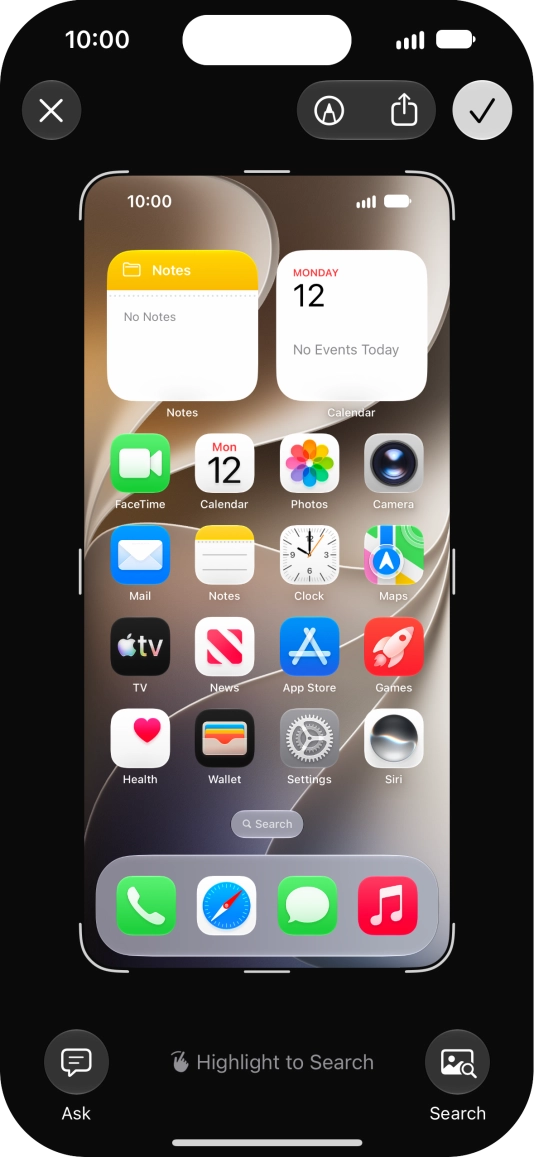 Follow the instructions on the screen to edit and save your screenshot.