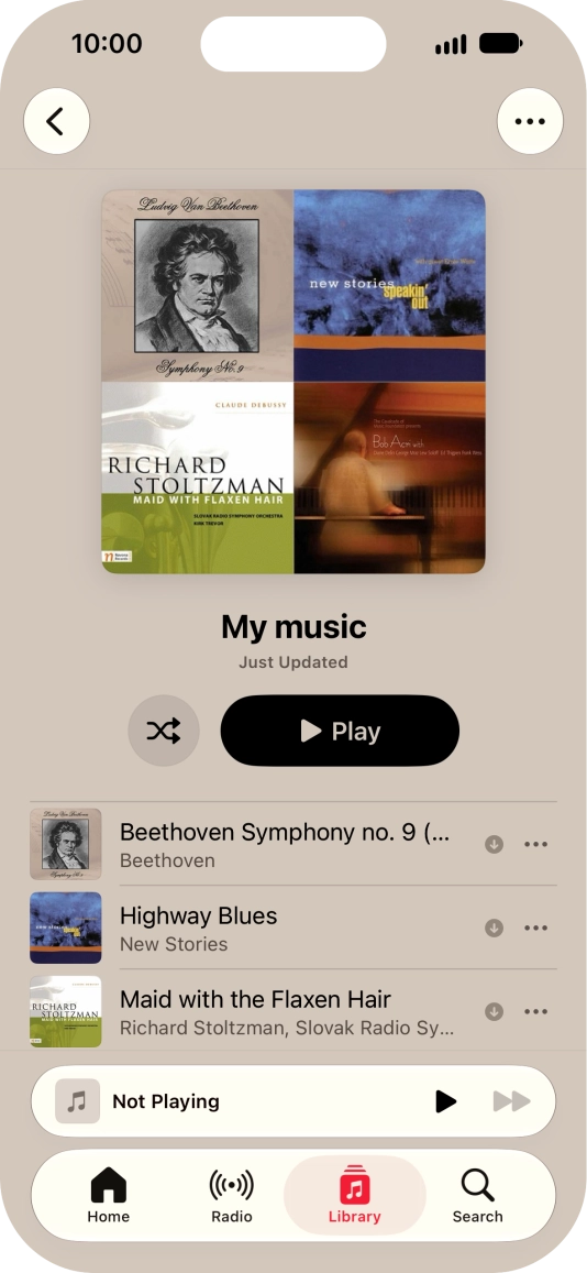 Go to the required category or playlist and press the required audio file.