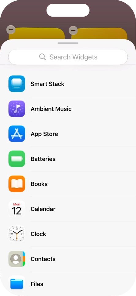 Press the required widget.