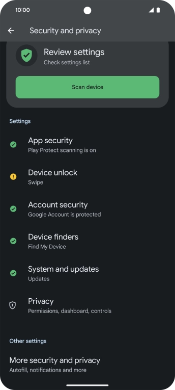 Press More security and privacy.
