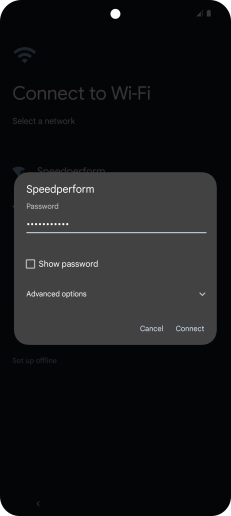 Key in the password for the Wi-Fi network and press Connect.