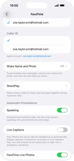 Press the required setting below 