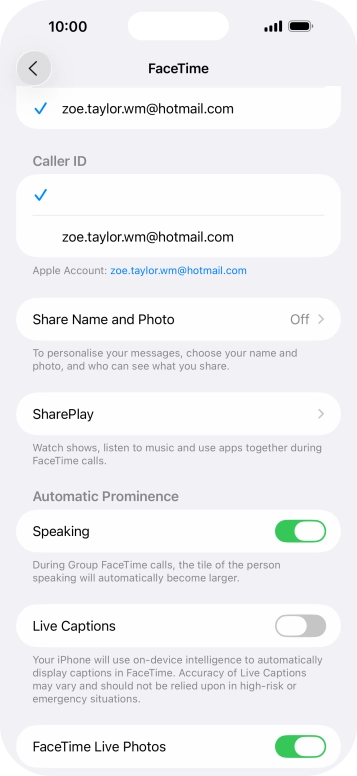 Press the required setting below 