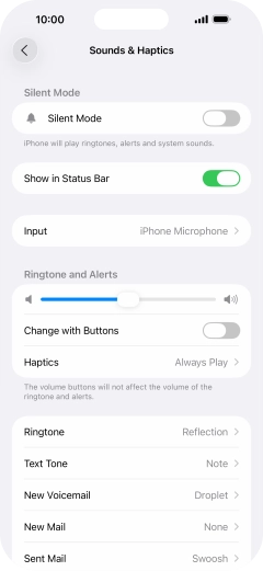 Press the indicator next to 