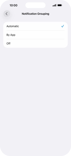 Press the required setting.