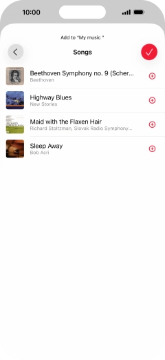 Go to the required category and press the add icon next to the required audio file.