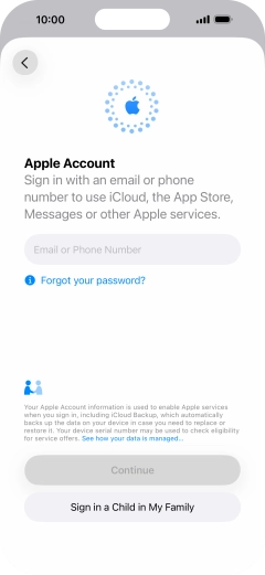 Press Email or Phone Number and key in the username for your Apple Account.