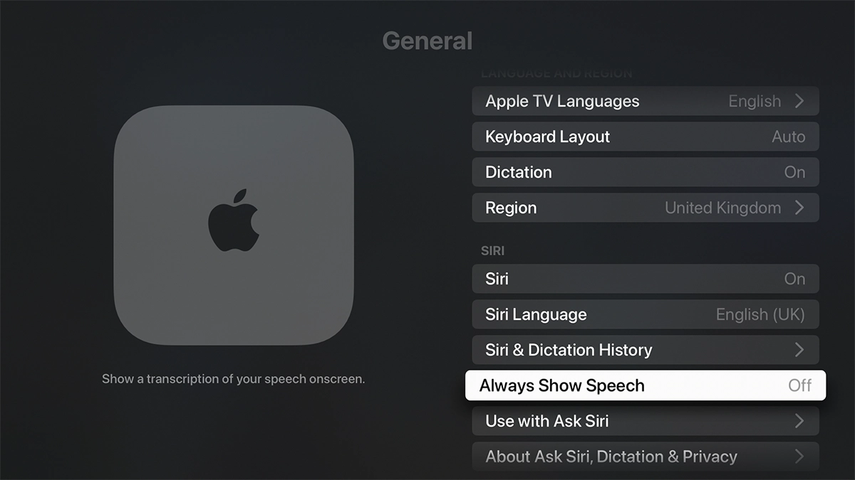 Highlight Always Show Speech.