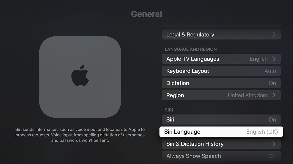 Highlight Siri Language.