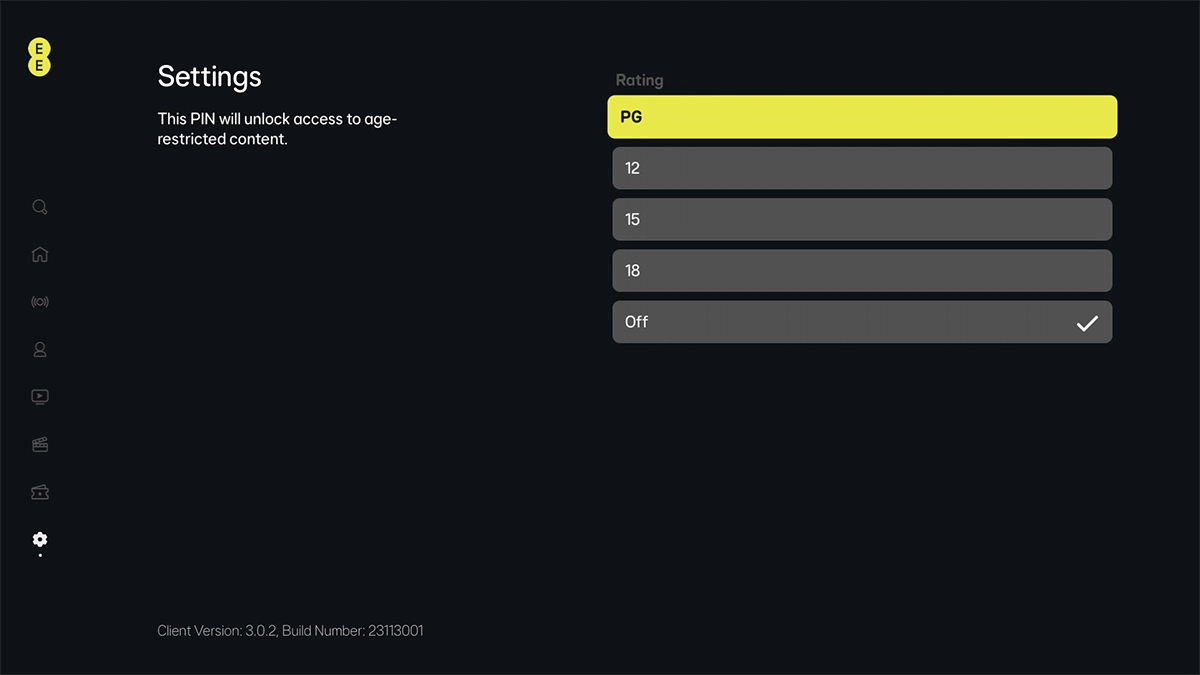 Highlight the required setting.