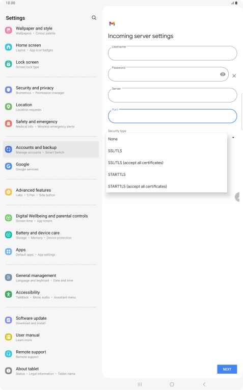 Press SSL/TLS.