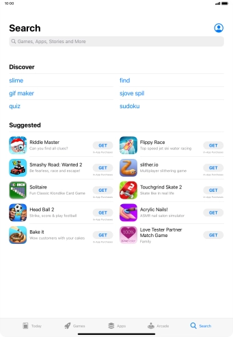 Press the search field.