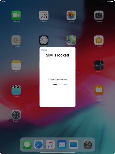 If your SIM is locked, key in your PIN and press OK. The default PIN is 1111.