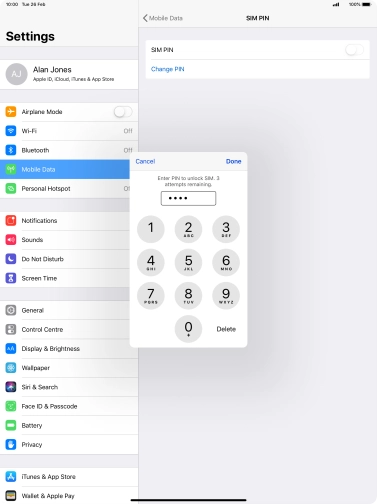 Key in your PIN and press Done. The default PIN is 1111.