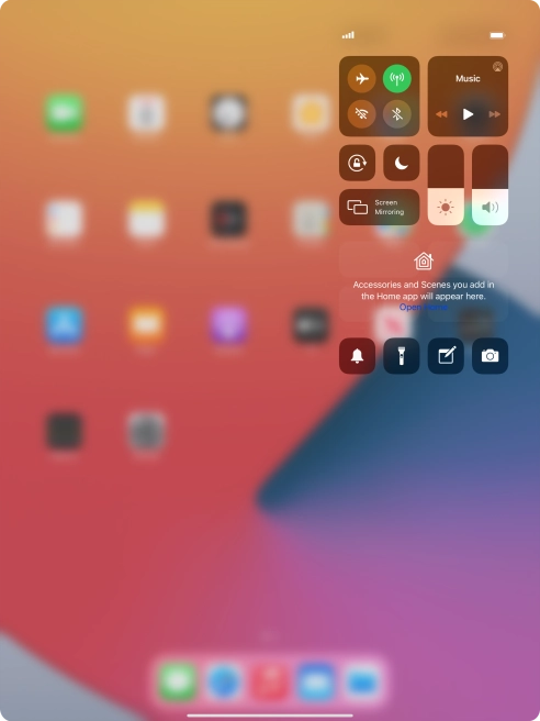 Press the flight mode icon to turn the function on or off.