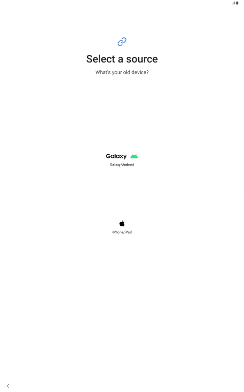 Press the required setting and follow the instructions on the screen to transfer content from another device.