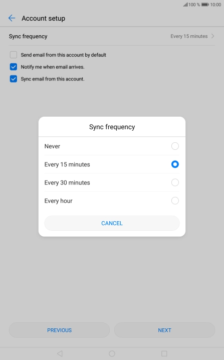 Press the required setting.