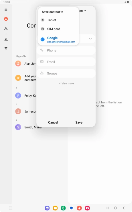Press the required Google account.